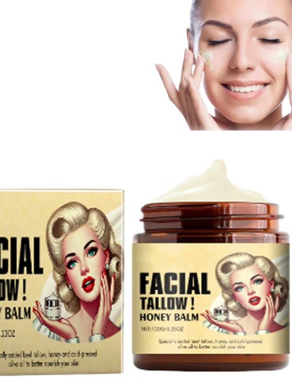 Facial Tallow Honey Balm - Cream Moisturizing Face Balm